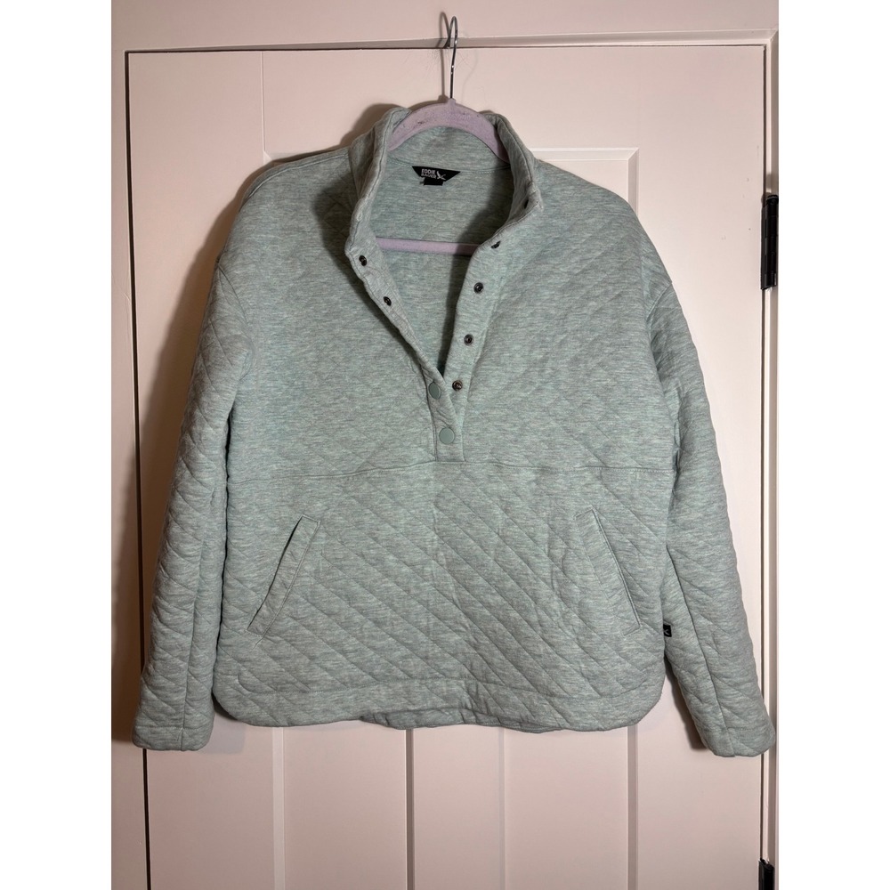 Eddie Bauer Blue/Green Quilted 1/4 Button Long Sleeve Pullover‎ Size Medium